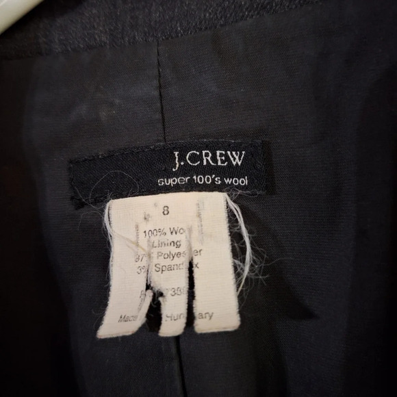 J.Crew 100% Super 100s Wool Dark Grey Coat  SZ 8 - Picture 4 of 9